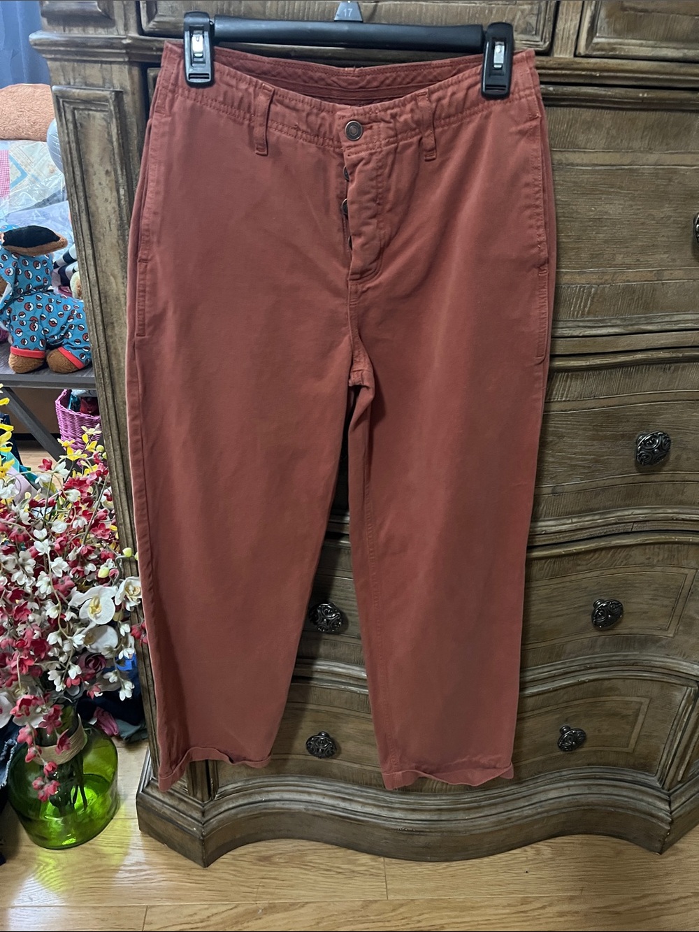 Free People Cropped Rust-Red Ankle Pants